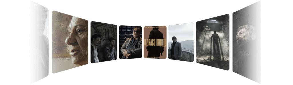 Montagem de cenas dos filmes produzidos pela Reinhardt Filmes, incluindo obras lançadas em plataformas digitais e festivais.